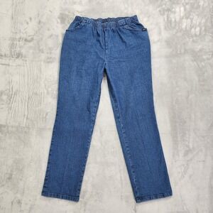 Vintage Chic Jeans Womens 12P Blue High Rise Relaxed Tapered Pull On Stretch